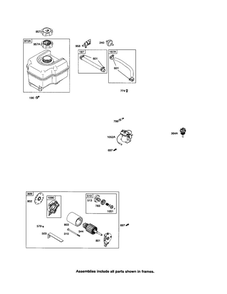 Motor Starter/Fuel Tank Diagram and Parts List for 210300 0035-1142 Briggs and Stratton Engine